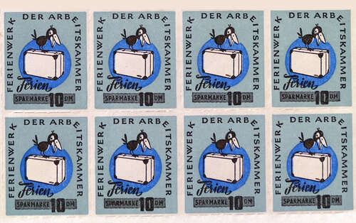 Sparmarken, die bei der Arbeitskammer, in Gewerkschaftsbüros und bei den Sparkassen ausgegeben wurden Sparmarken, die bei der Arbeitskammer, in Gewerkschaftsbüros und bei den Sparkassen ausgegeben wurden