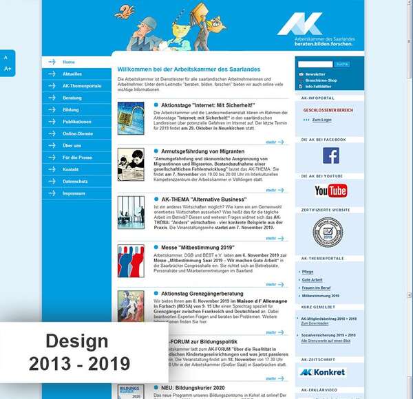 Internetauftritt der Arbeitskammer von 2013 bis 2019 Internetauftritt der Arbeitskammer von 2013 bis 2019