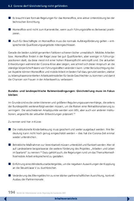 Corona darf Gleichstellung nicht gefährden - AK-Jahresbericht 2021 (Kapitel 6.2)