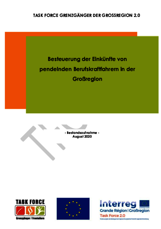 Besteuerung der Einkünfte von pendelnden Berufskraftfahrern in der Großregion  - August 2020