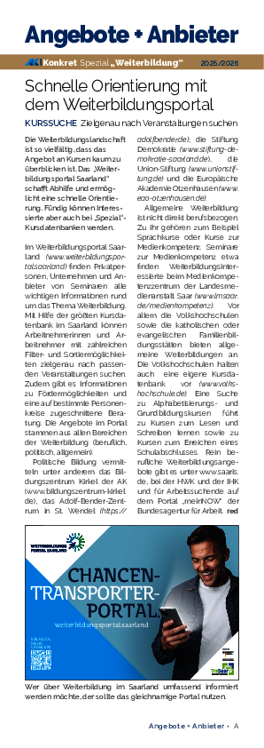 AK-Konkret-Spezial "Angebote und Anbieter" - Beilage Heft 5, Oktober 2025