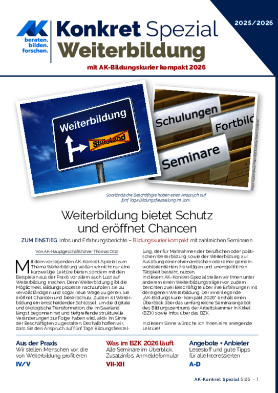 AK-Konkret Spezial "Weiterbildung" mit Bildungskurier kompakt 2026 - Beilage Heft 5, Oktober 2025