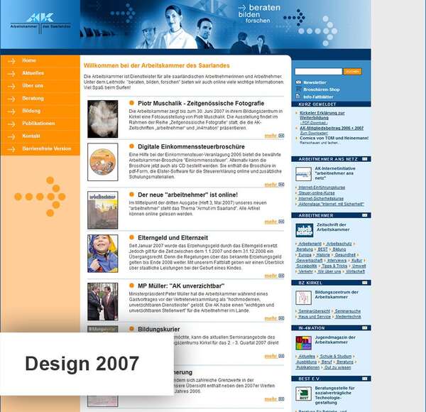 Internetauftritt der Arbeitskammer im Jahr 2003 Internetauftritt der Arbeitskammer im Jahr 2003