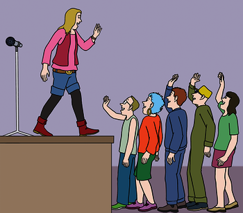 Bühne mit Publikum Sängerin auf Bühne vor Publikum