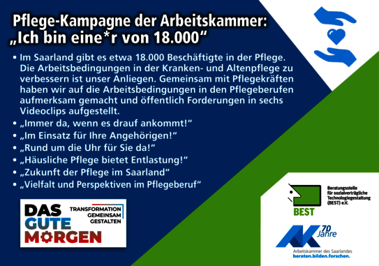 Pflege-Kampagne der Arbeitskammer - "Ich bin eine*r von 18.000" - 