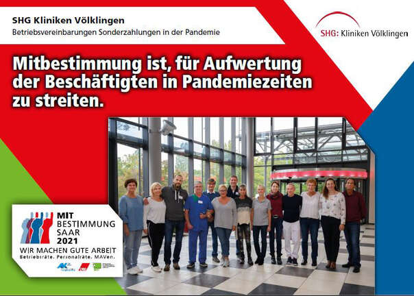 Austellerplakat SHG Kliniken Völklingen: Betriebsvereinbarung Sonderzahlungen in der Pandemie