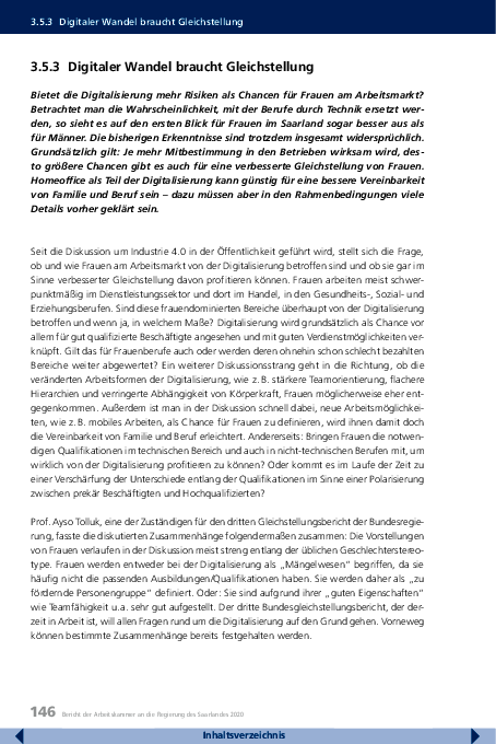 Jahresbericht 2020: Kapitel 3.5.3 "Digitaler Wandel braucht Gleichstellung" Jahresbericht 2020: Kapitel 3.5.3 "Digitaler Wandel braucht Gleichstellung" -