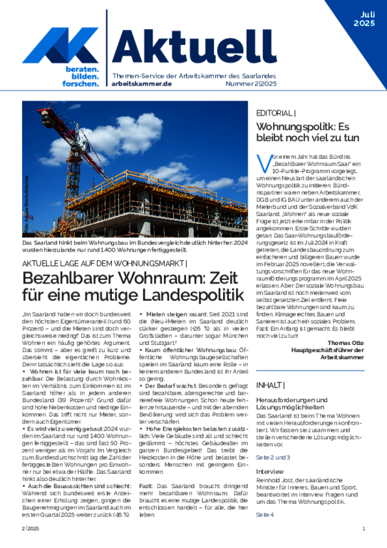 Informationen zur aktuellen Lage auf dem Wohnungsmarkt | Zeit für eine mutige Landespolitik - (Juli 2025)