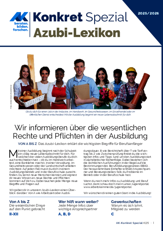 Azubi-Lexikon - (Rechts-)Tipps für Auszubildende Azubi-Lexikon - (Rechts-)Tipps für Auszubildende - AK-Konkret Spezial (08/2025)