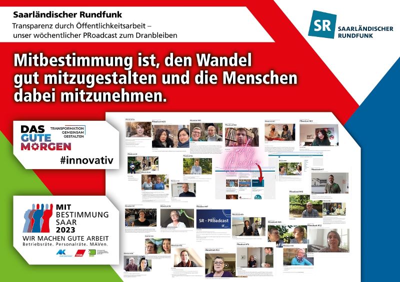 Plakat zur Mitbestimmungsmesse mit dem Slogan "Mitbestimmung ist, den Wandel gut mitzugestalten und die Menschen dabei mitzunehmen"