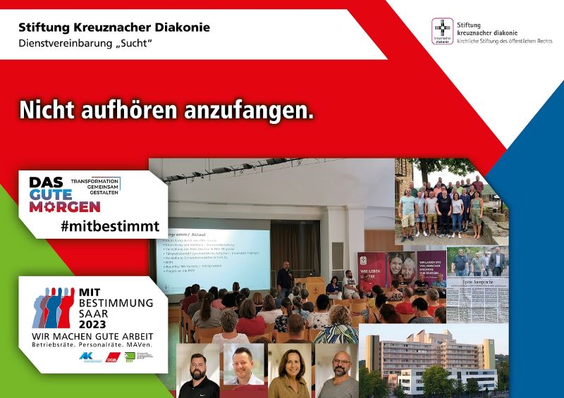 Plakat zur Mitbestimmungsmesse mit dem Slogan "Nicht aufhören anzufangen"