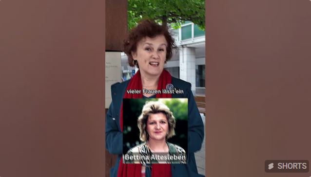 Video-Vorschaubild mit Gertrud Schmidt. Schmuckbild.