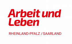 Logo, Schriftzug Arbeit und Leben in rot